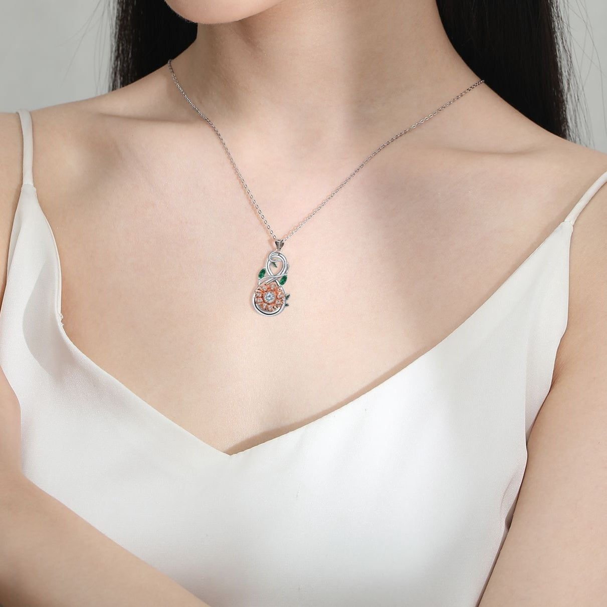 Sunflower Necklace Rose Gold Necklace For Women
