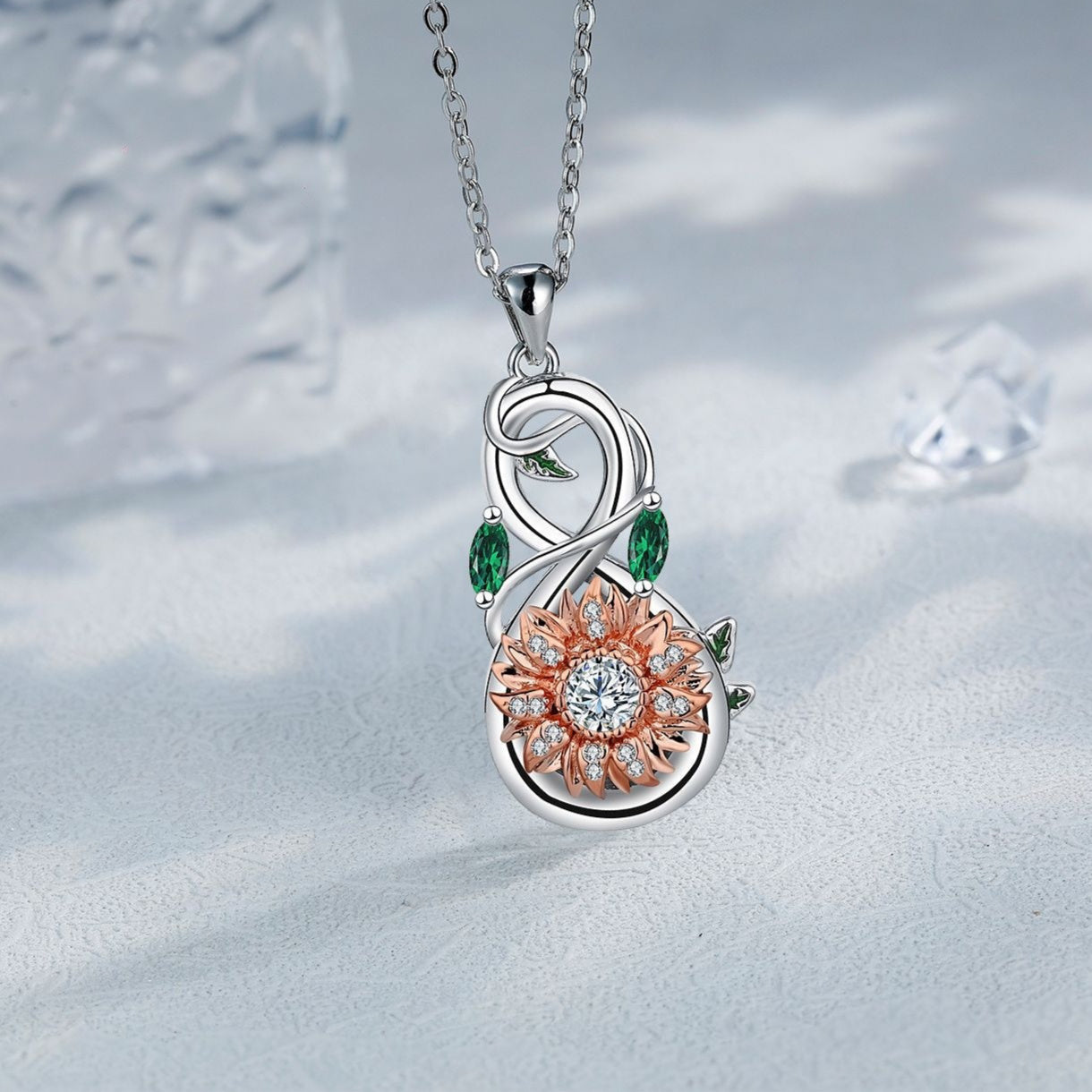 Sunflower Necklace Rose Gold Necklace For Women